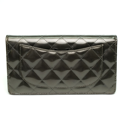 Chanel Gunmetal Quilted Long Wallet