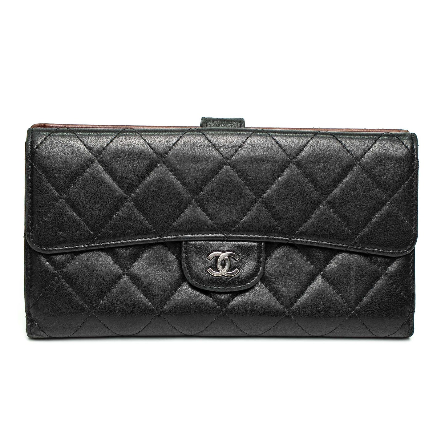 Chanel Black Quilted Leather Long Wallet