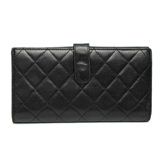 Chanel Black Quilted Leather Long Wallet
