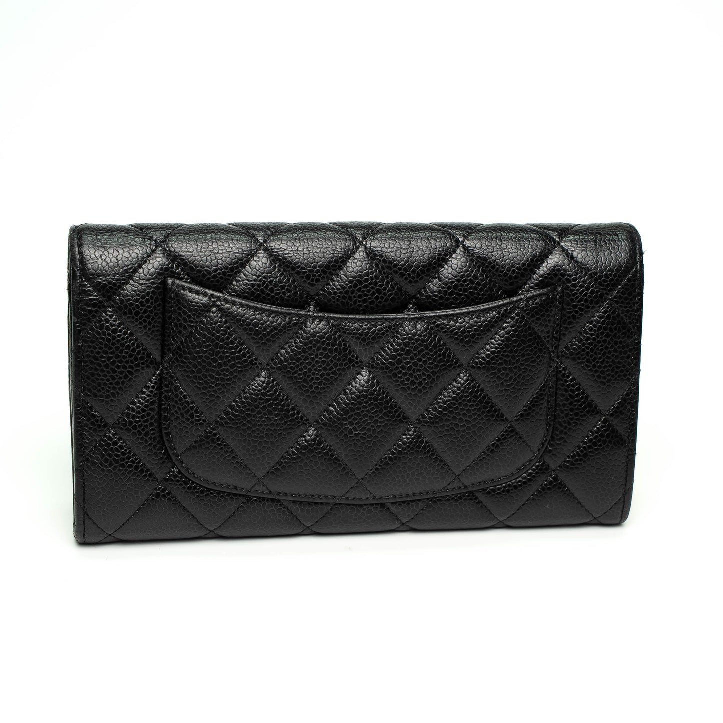 Chanel Black Caviar Quilted Long Flap Wallet