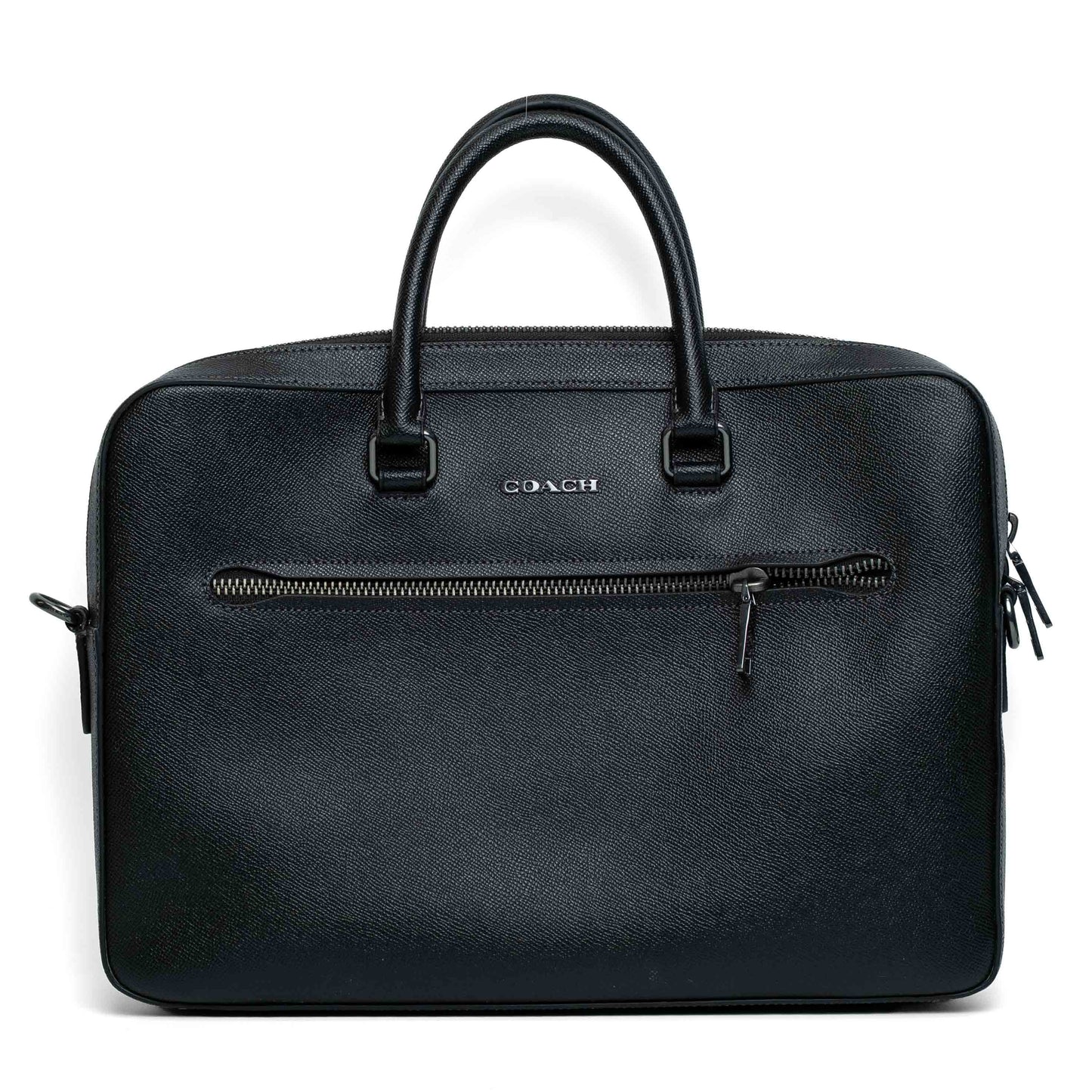 Coach Ethan Slim Black Crossgrain Leather Briefcase