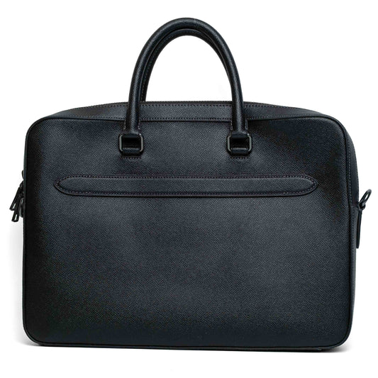 Coach Ethan Slim Black Crossgrain Leather Briefcase