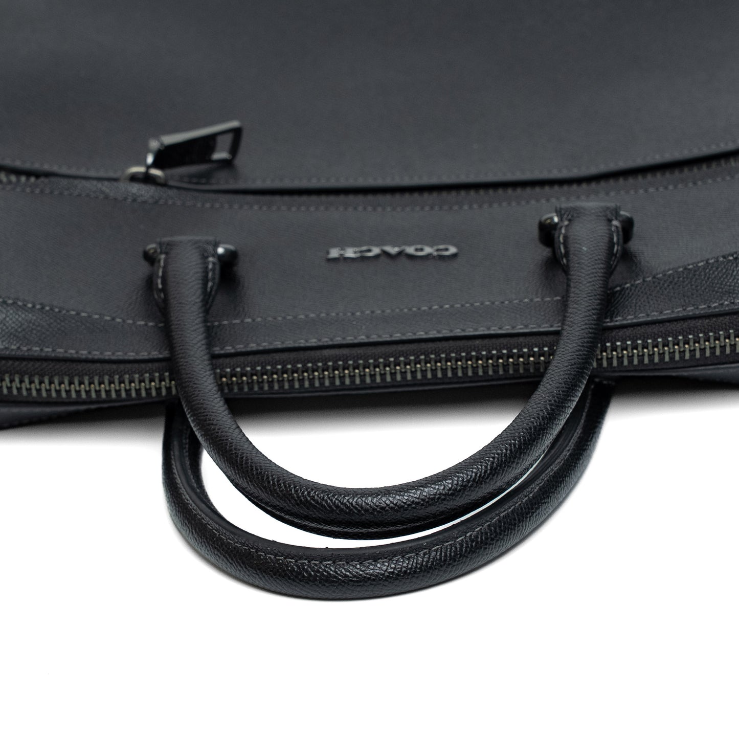 Coach Ethan Slim Black Crossgrain Leather Briefcase