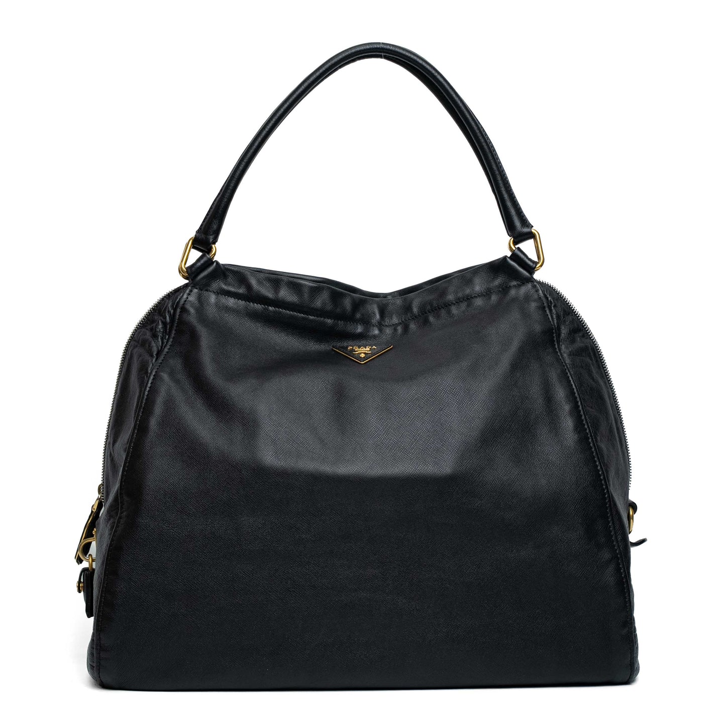Prada Nero Saffiano Cuir Leather Shoulder Bag