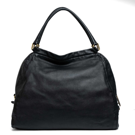 Prada Nero Saffiano Cuir Leather Shoulder Bag