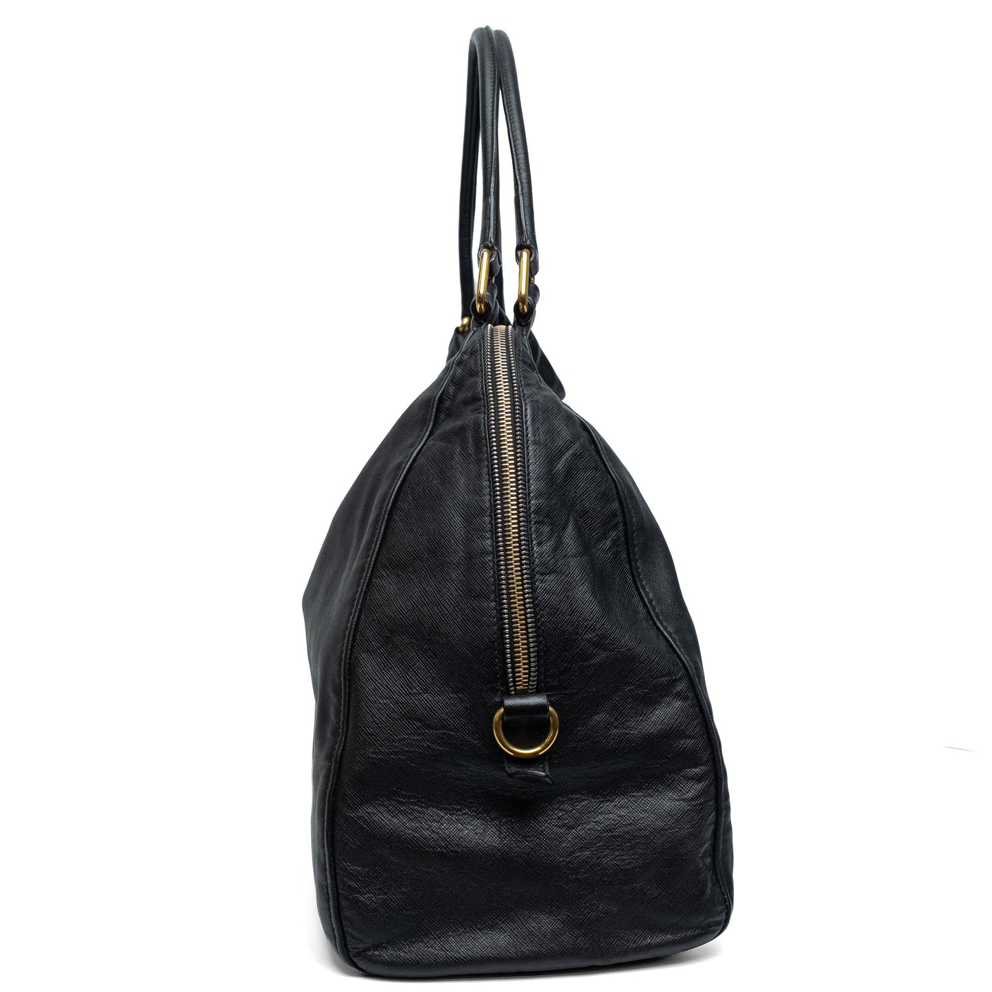 Prada Nero Saffiano Cuir Leather Shoulder Bag
