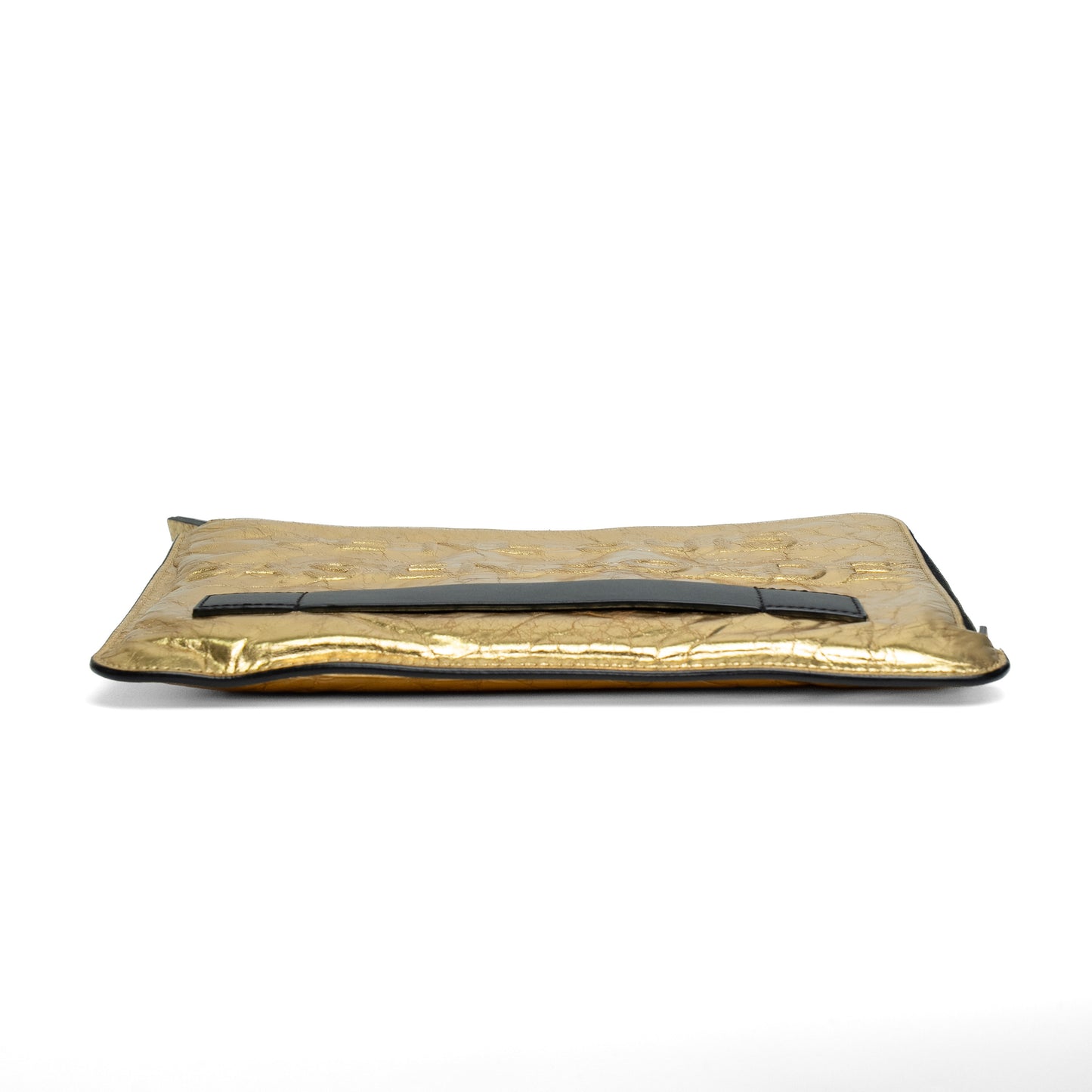 Chanel Gold Crinkled Leather Hand-Slot Clutch