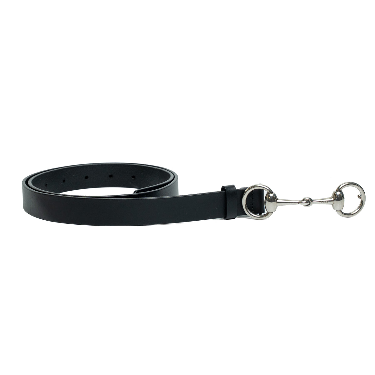 Gucci Horsebit Black Leather Silver Buckle Belt