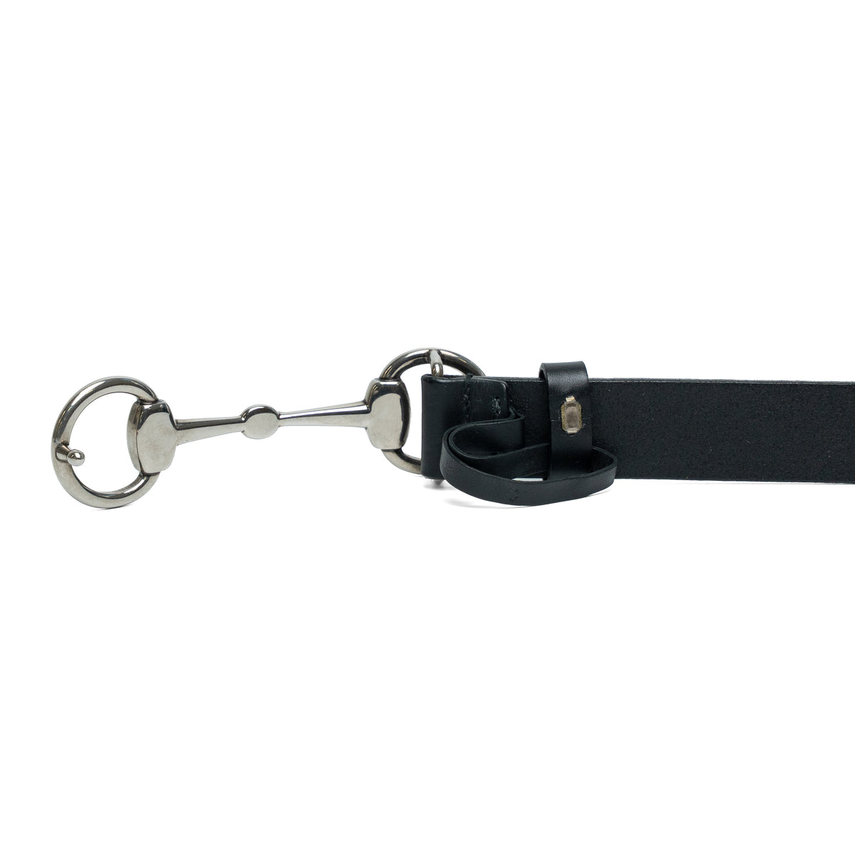 Gucci Horsebit Black Leather Silver Buckle Belt