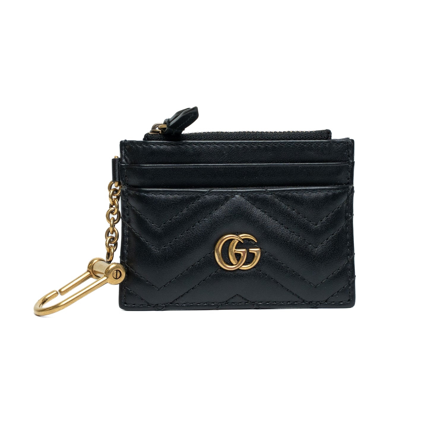Gucci GG Marmont Matelasse Black Leather Key Cardholder