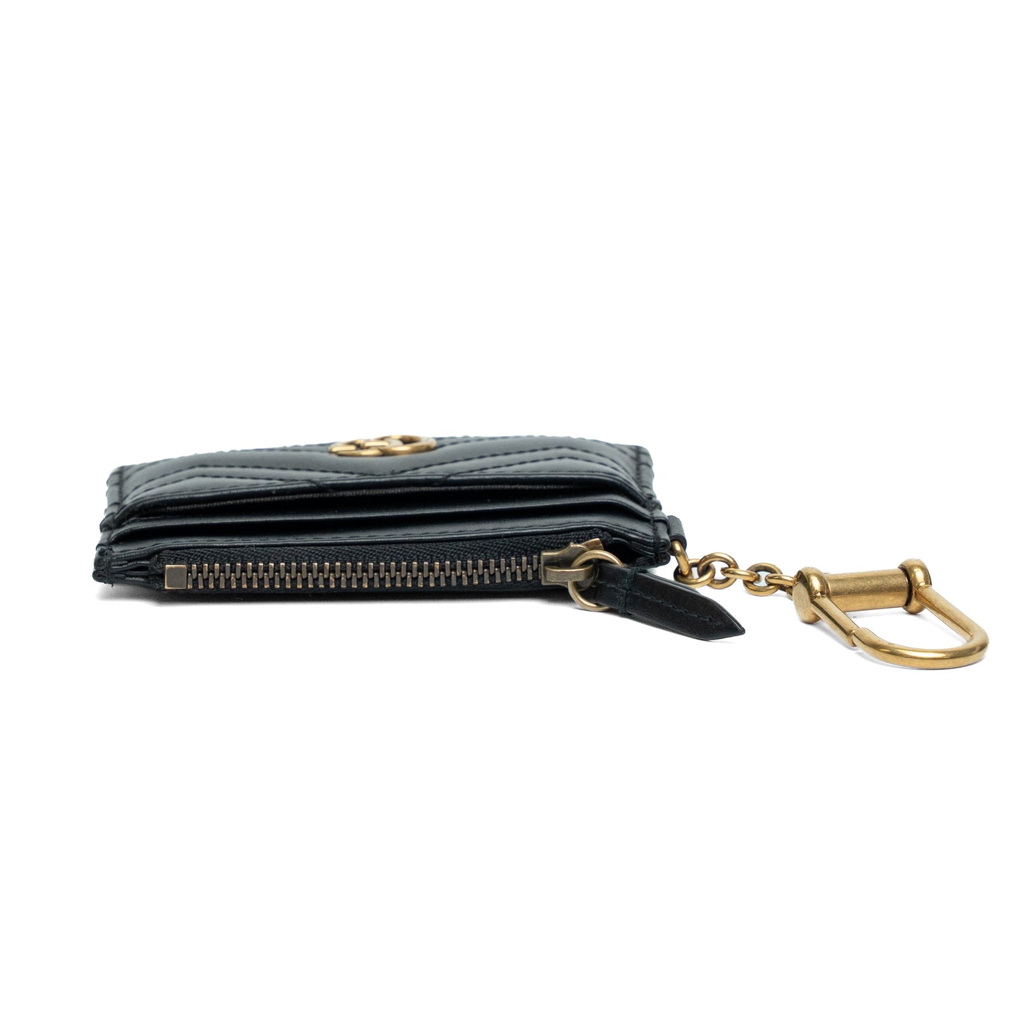 Gucci GG Marmont Matelasse Black Leather Key Cardholder