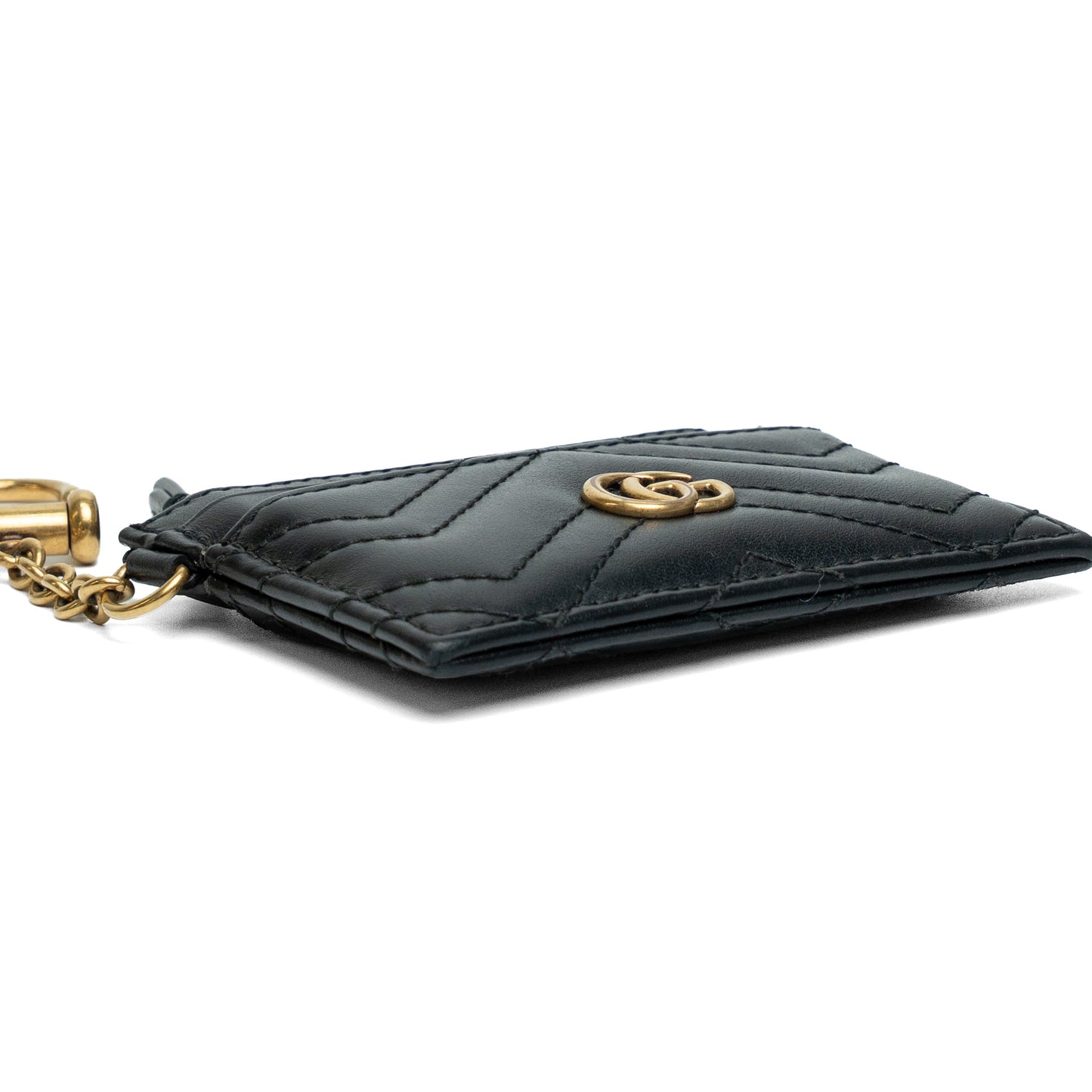 Gucci GG Marmont Matelasse Black Leather Key Cardholder