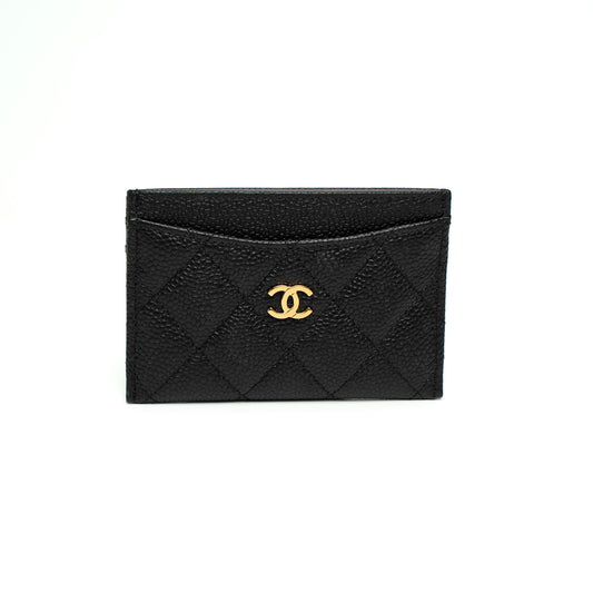 Chanel Classic Black Caviar Quilted Card Holder