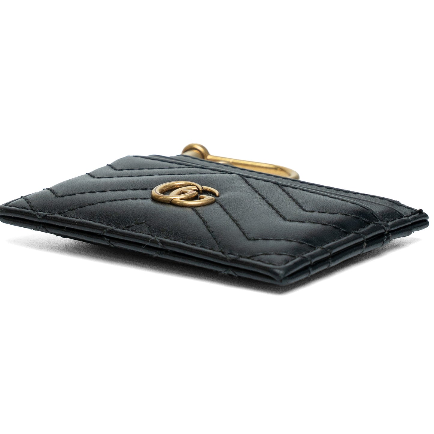Gucci GG Marmont Matelasse Black Leather Key Cardholder