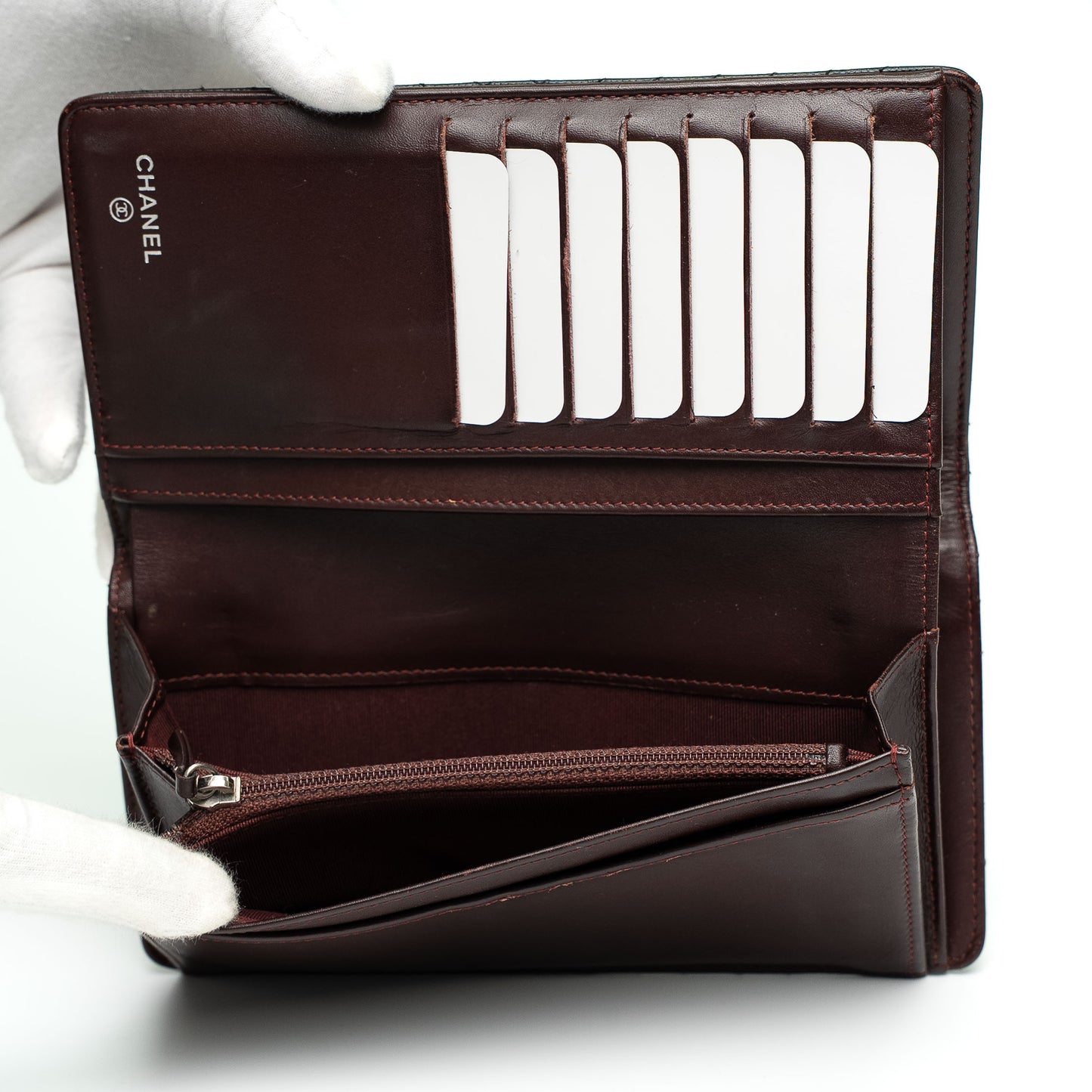 Chanel 2016 Black Chevron Quilted Caviar Leather Long Wallet