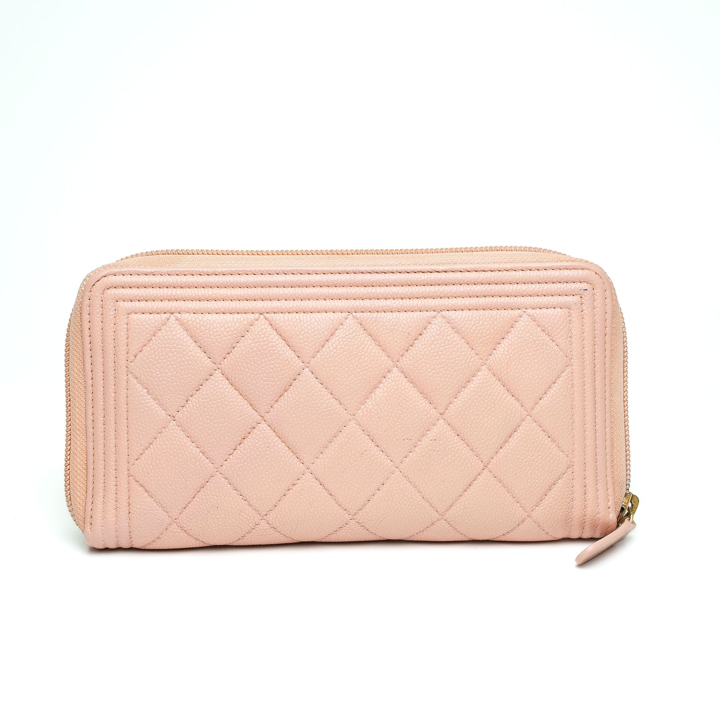 Chanel Boy Zip Around Light Pink Long Wallet