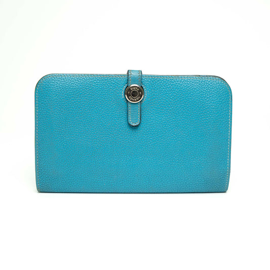Hermès Blue Leather Wallet with Detachable Pouch