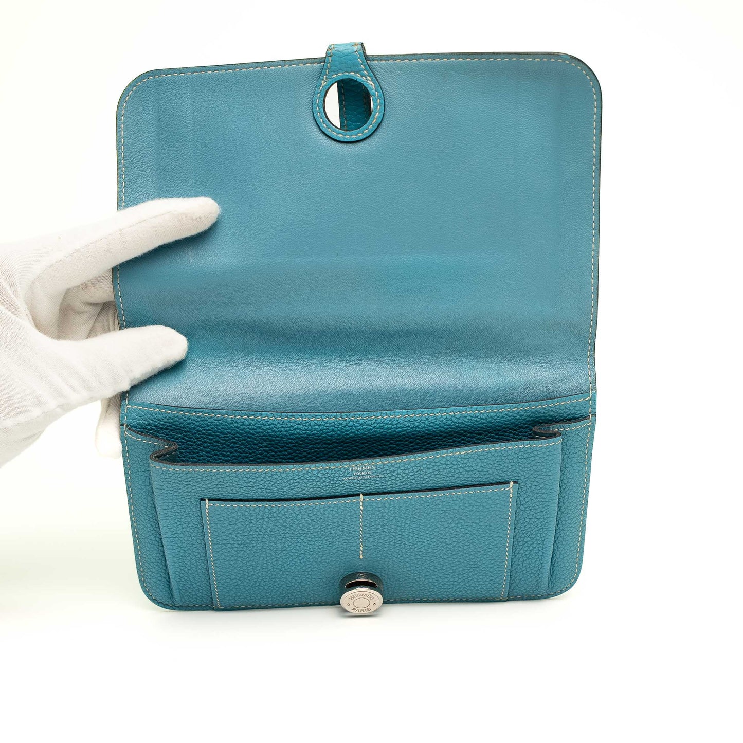 Hermès Blue Leather Wallet with Detachable Pouch