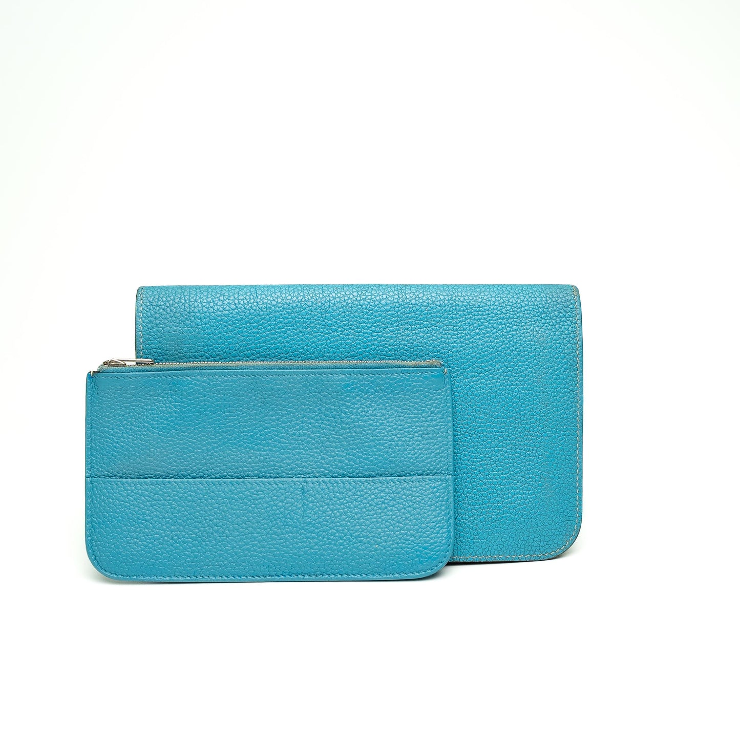 Hermès Blue Leather Wallet with Detachable Pouch