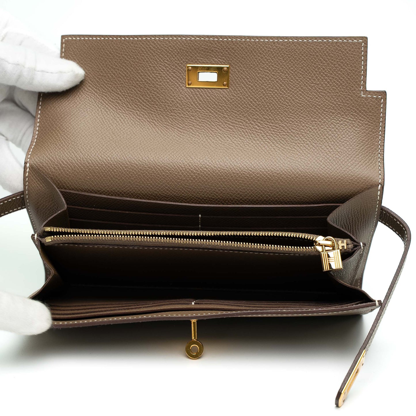 Hermès Etoupe Kelly Long Wallet