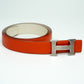 Hermès Reversible H Buckle Belt in Orange and White Leather
