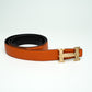 Hermès Reversible H Buckle Belt in Orange and Black Leather