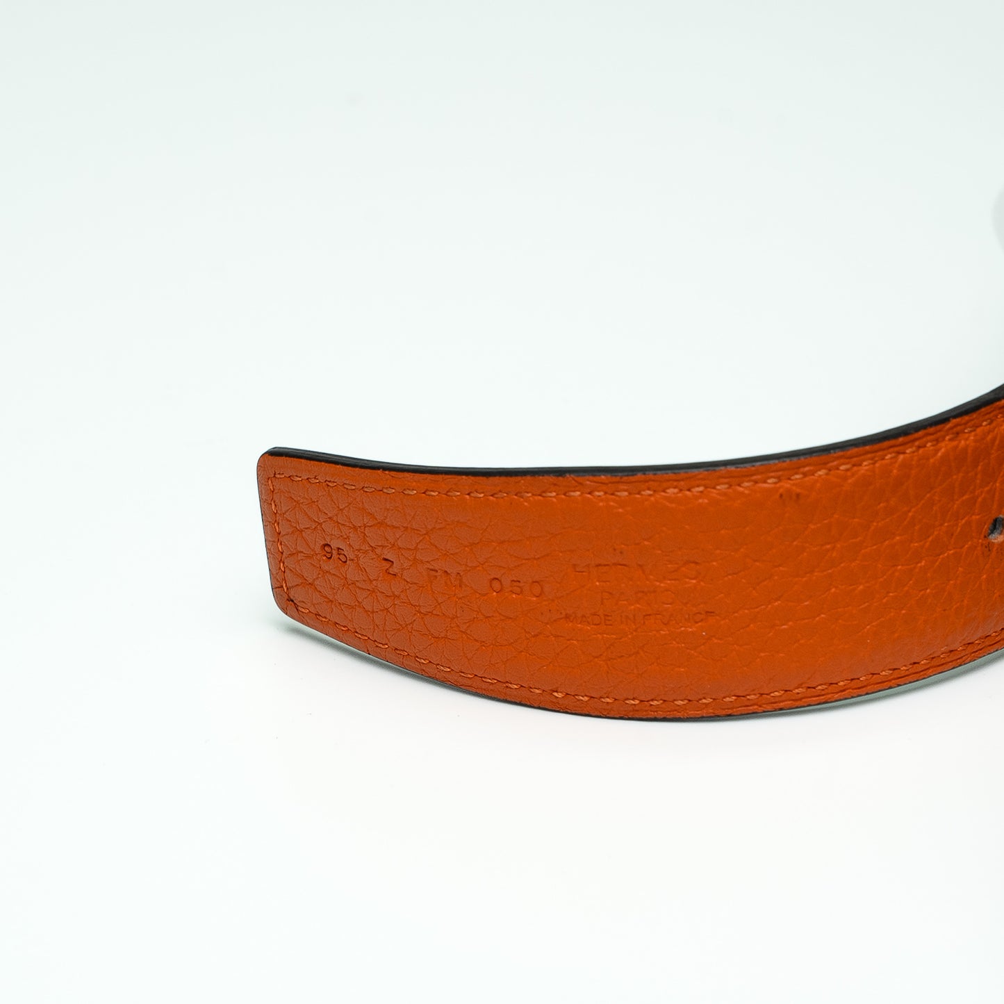 Hermès Reversible H Buckle Belt in Orange and Black Leather