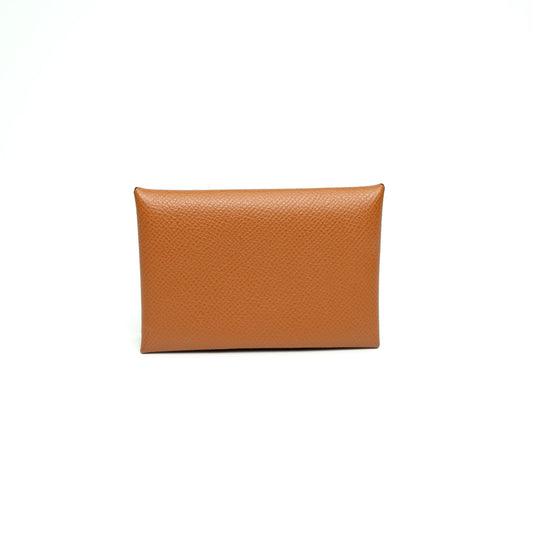 Hermès Calvi Tan Epsom Leather Card Wallet