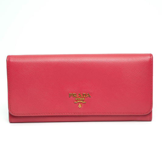 Prada Pink Saffiano Leather Long Wallet
