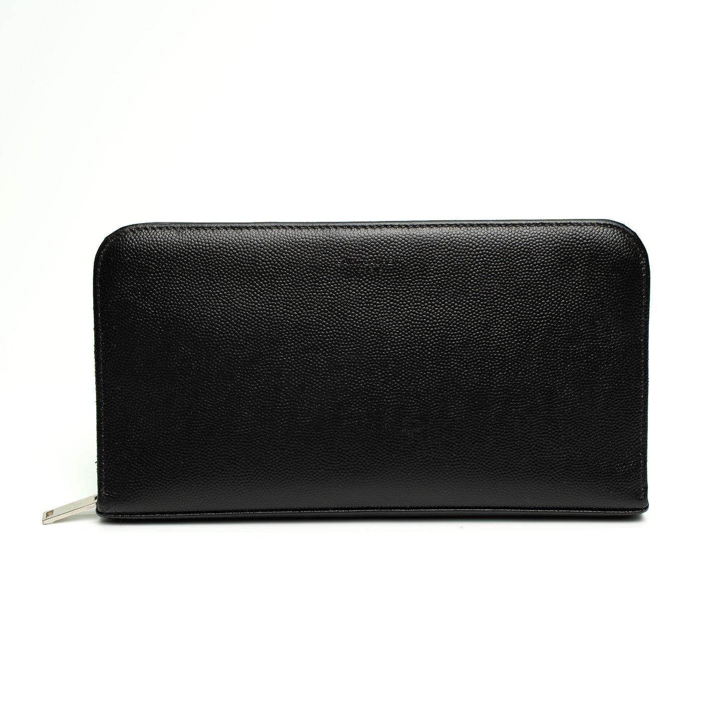 Saint Laurent Black Grained Leather Zip Wallet