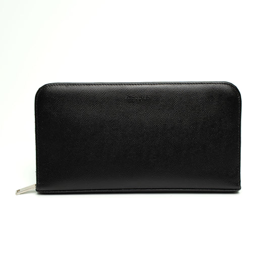 Saint Laurent Black Grained Leather Zip Wallet