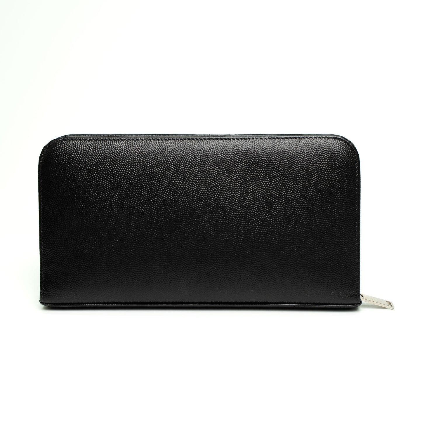 Saint Laurent Black Grained Leather Zip Wallet