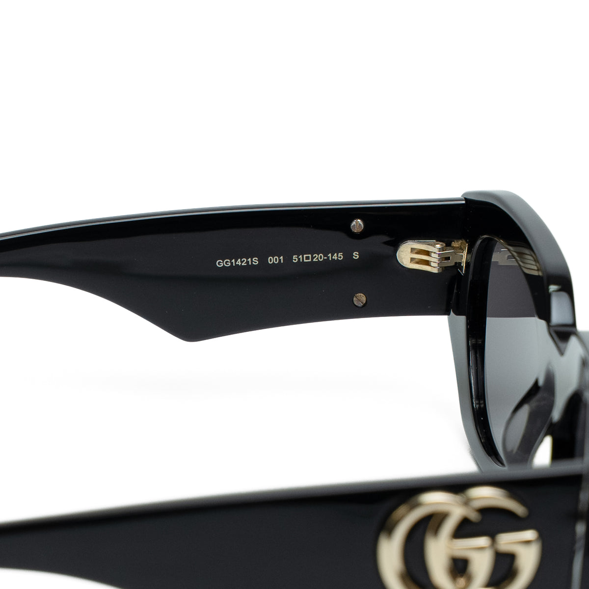 Gucci GG1421S Black Rectangle Logo Sunglasses