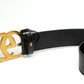 Gucci Black Leather Belt with Antique Gold Double G Buckle