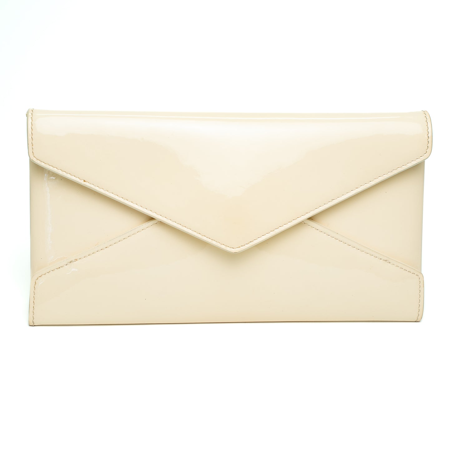 Saint Laurent Beige Patent Leather Small Envelope Clutch