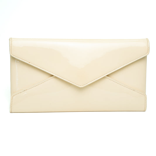 Saint Laurent Beige Patent Leather Small Envelope Clutch
