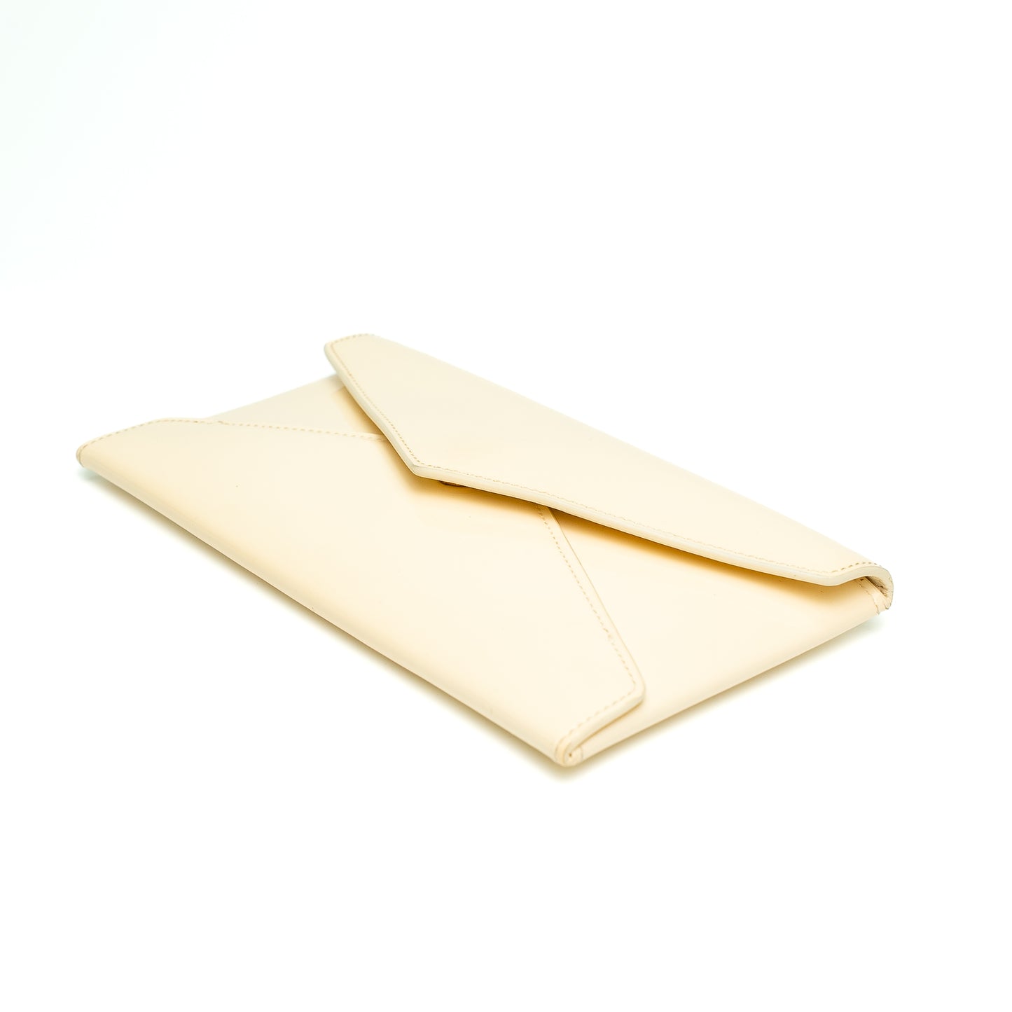 Saint Laurent Beige Patent Leather Small Envelope Clutch