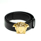 Versace Black Leather Medusa Gold Buckle Belt