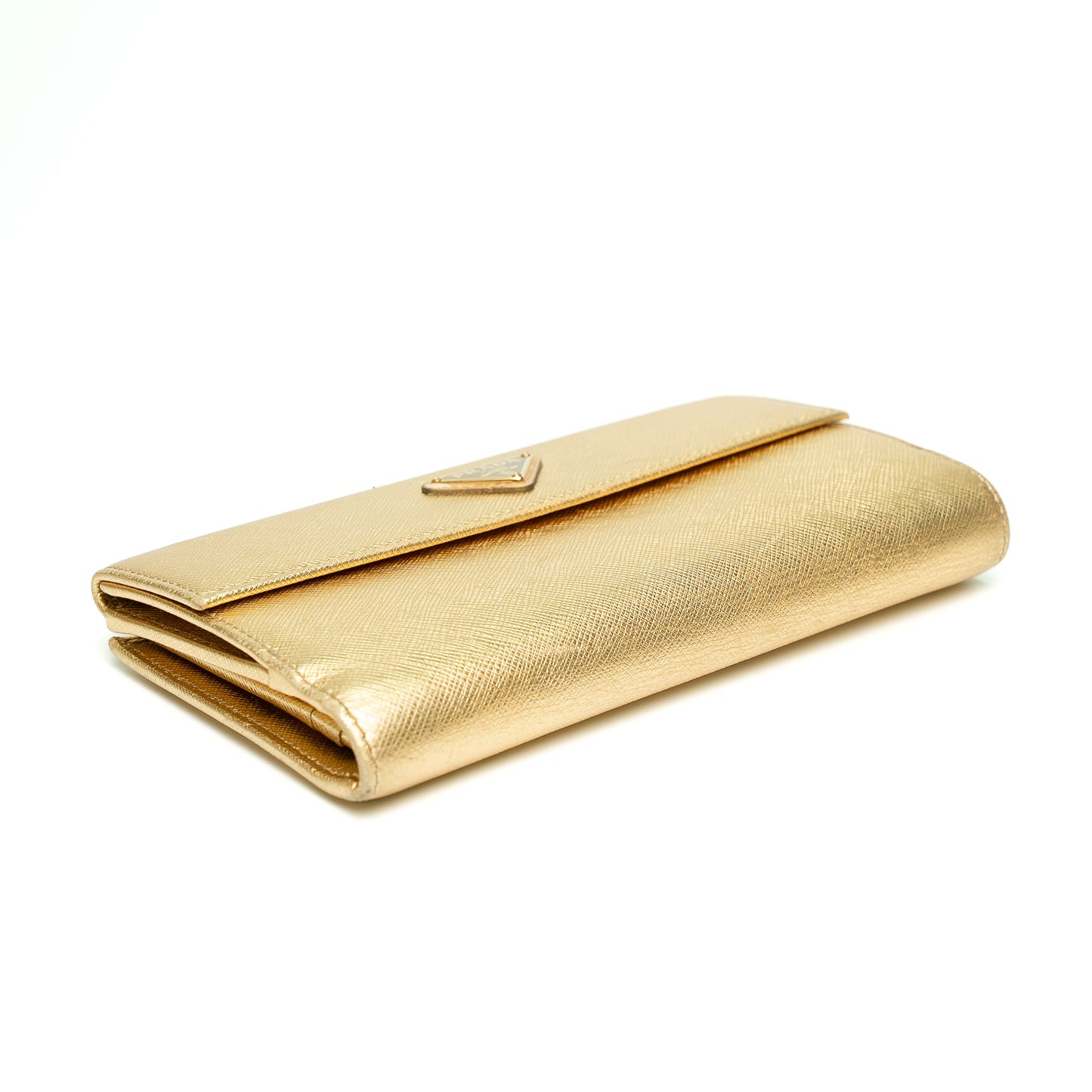 Prada Gold Saffiano Leather Long Wallet