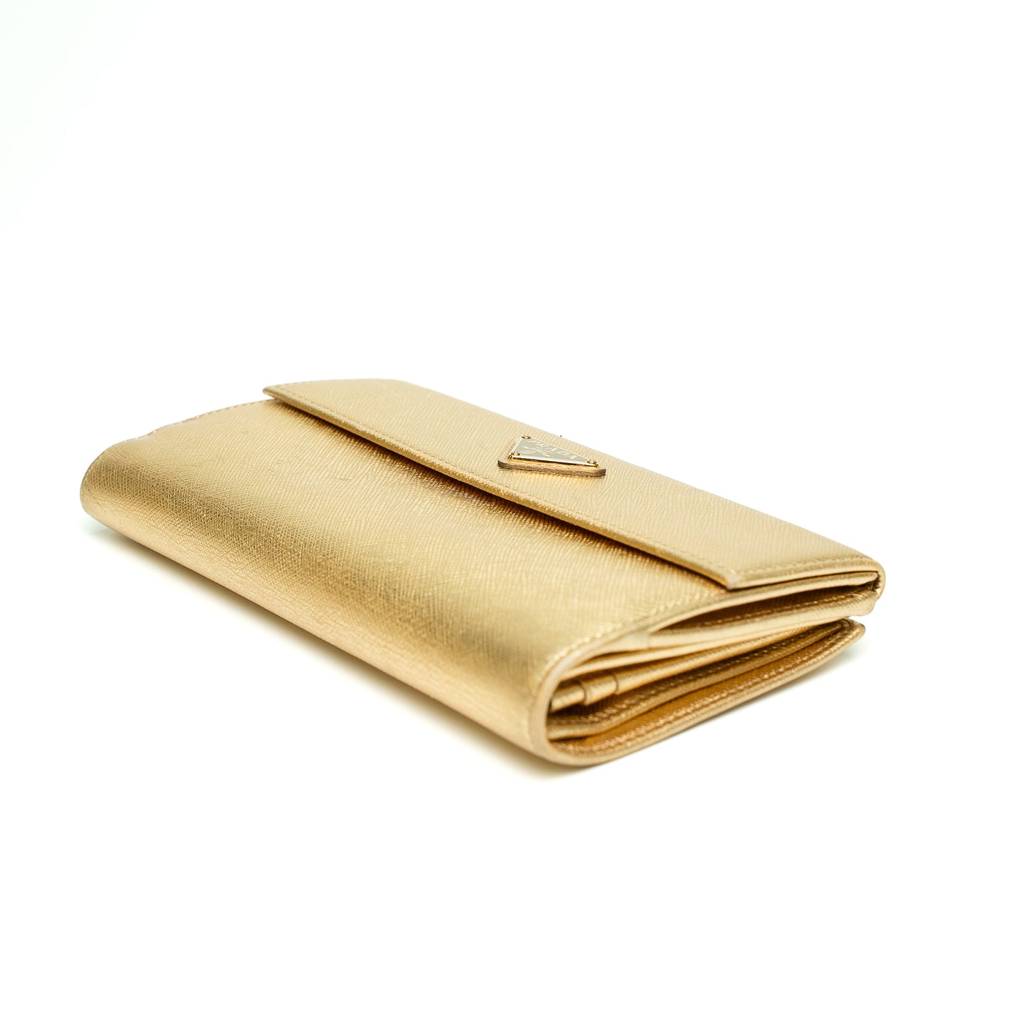 Prada Gold Saffiano Leather Long Wallet