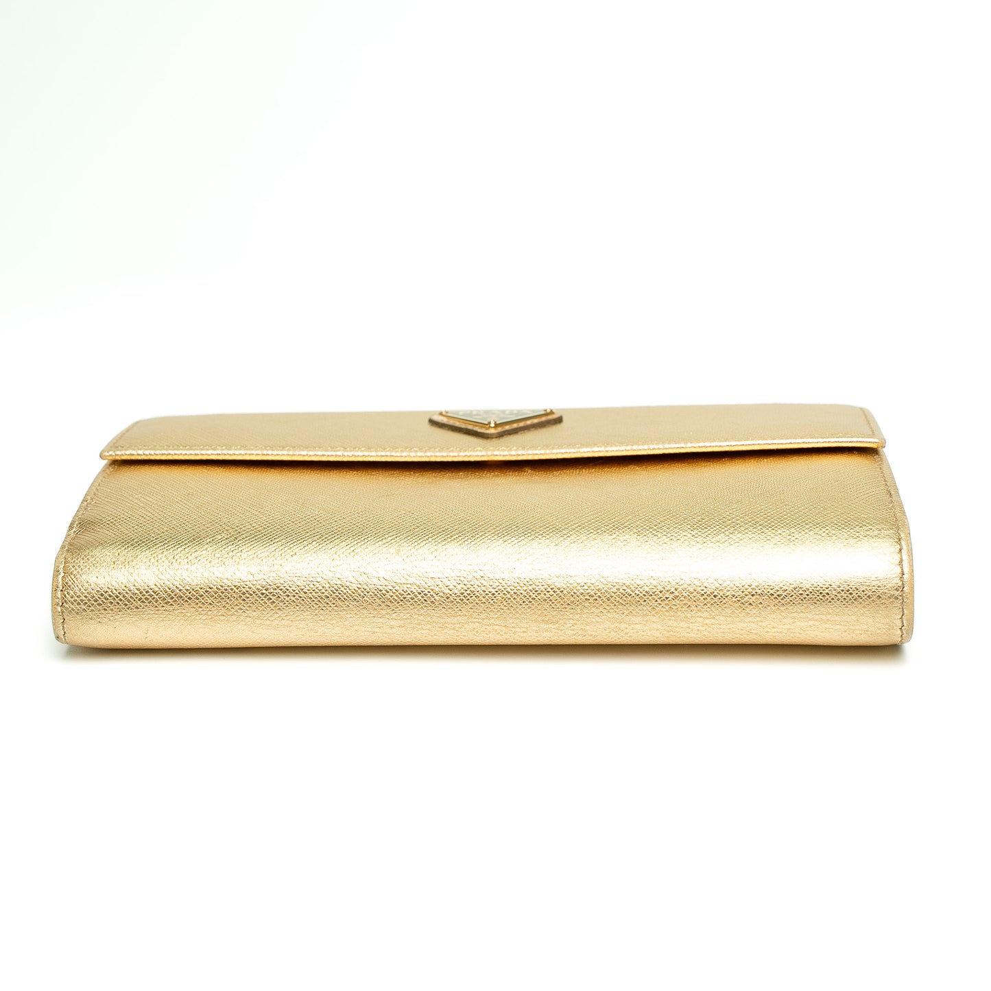 Prada Gold Saffiano Leather Long Wallet