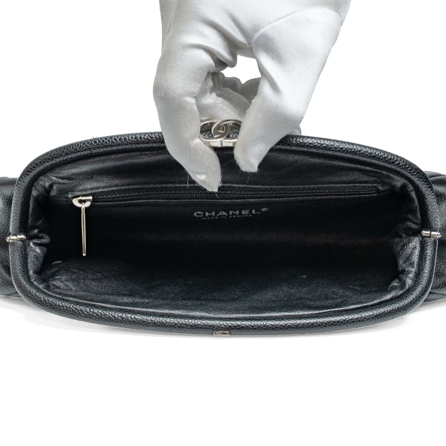 Chanel Timeless Quilted Caviar Clutch Black
