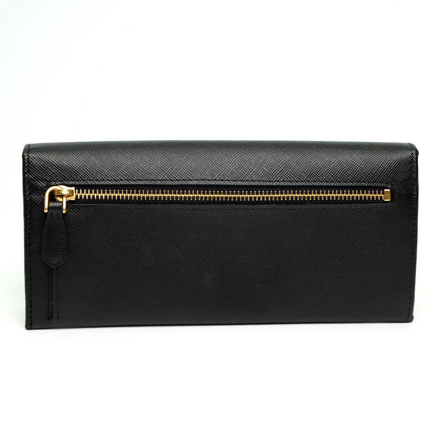 Prada Black & Cream Saffiano Leather Long Wallet