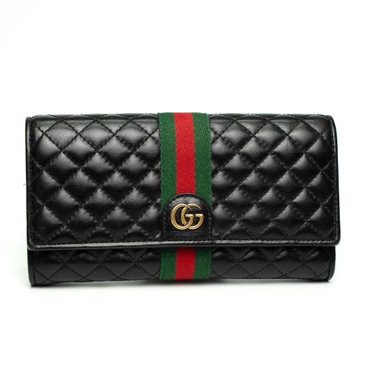 Gucci GG Marmont Black Quilted Calfskin Long Wallet