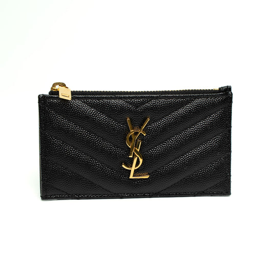 Saint Laurent Cassandre Matelassé Black Lambskin Card Holder