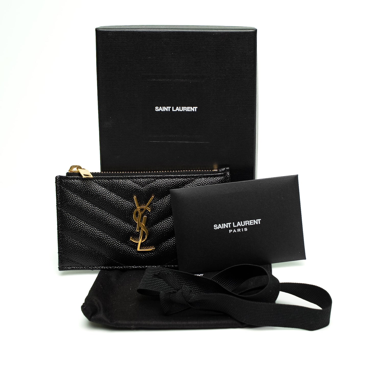 Saint Laurent Cassandre Matelassé Black Lambskin Card Holder