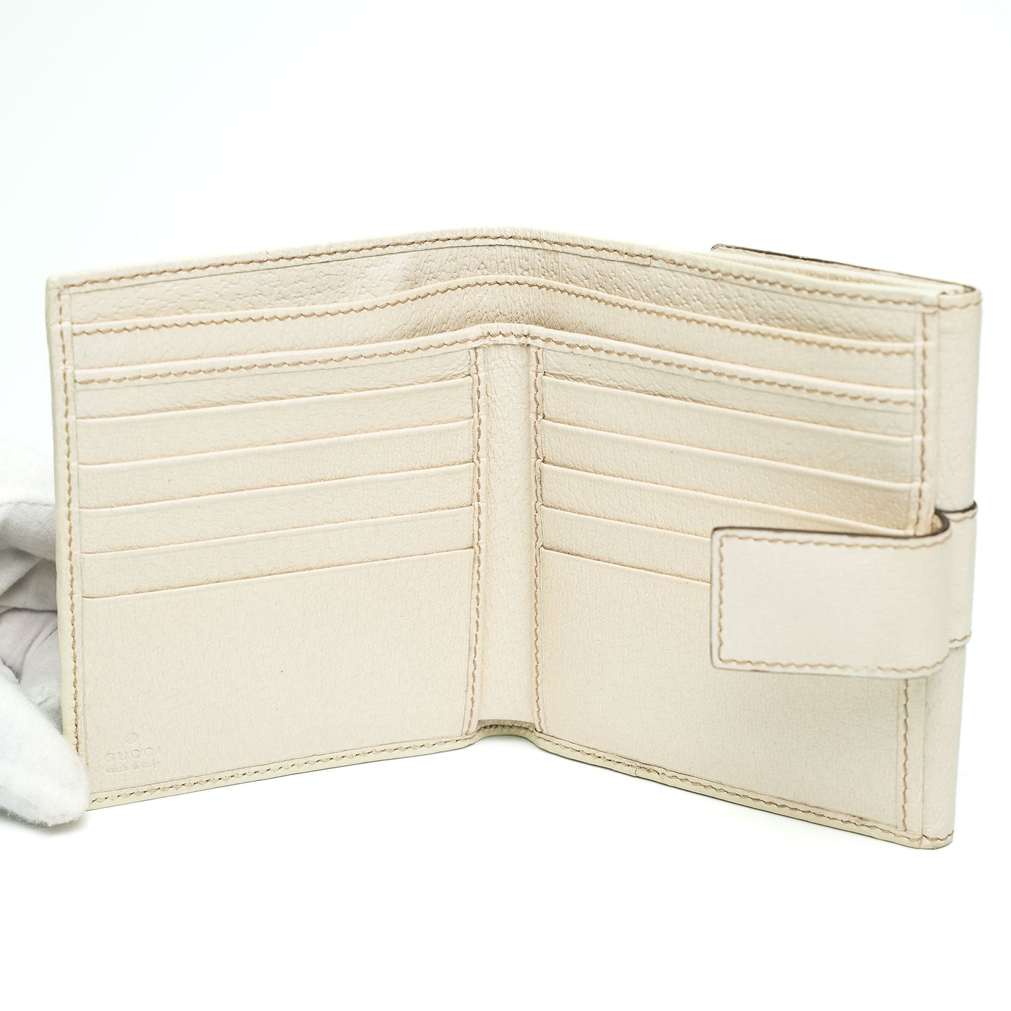 Gucci GG Supreme Canvas & Leather Bamboo Wallet