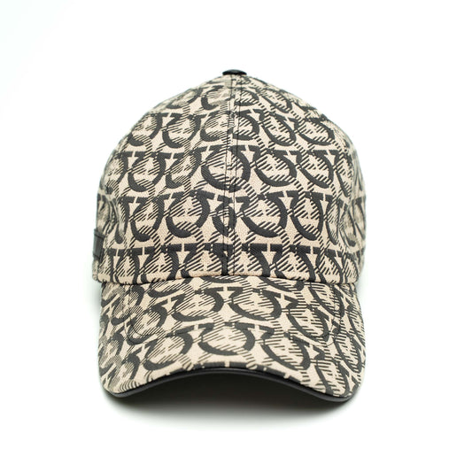 Salvatore Ferragamo Gancini Monogram Beige Canvas Cap