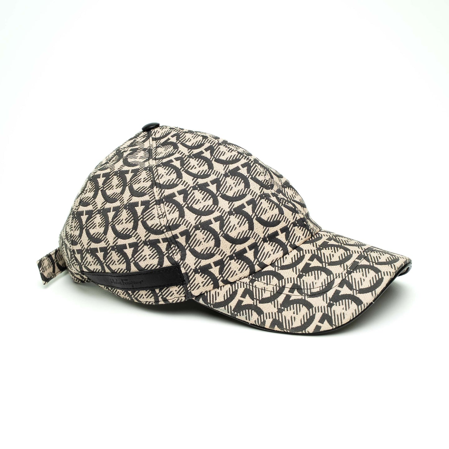 Salvatore Ferragamo Gancini Monogram Beige Canvas Cap