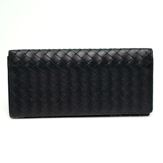 Bottega Veneta Cadet Grey Intrecciato Calfskin Long Wallet